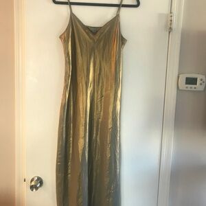 NWT All Saints Gold Lame Slip Dress Size Large
